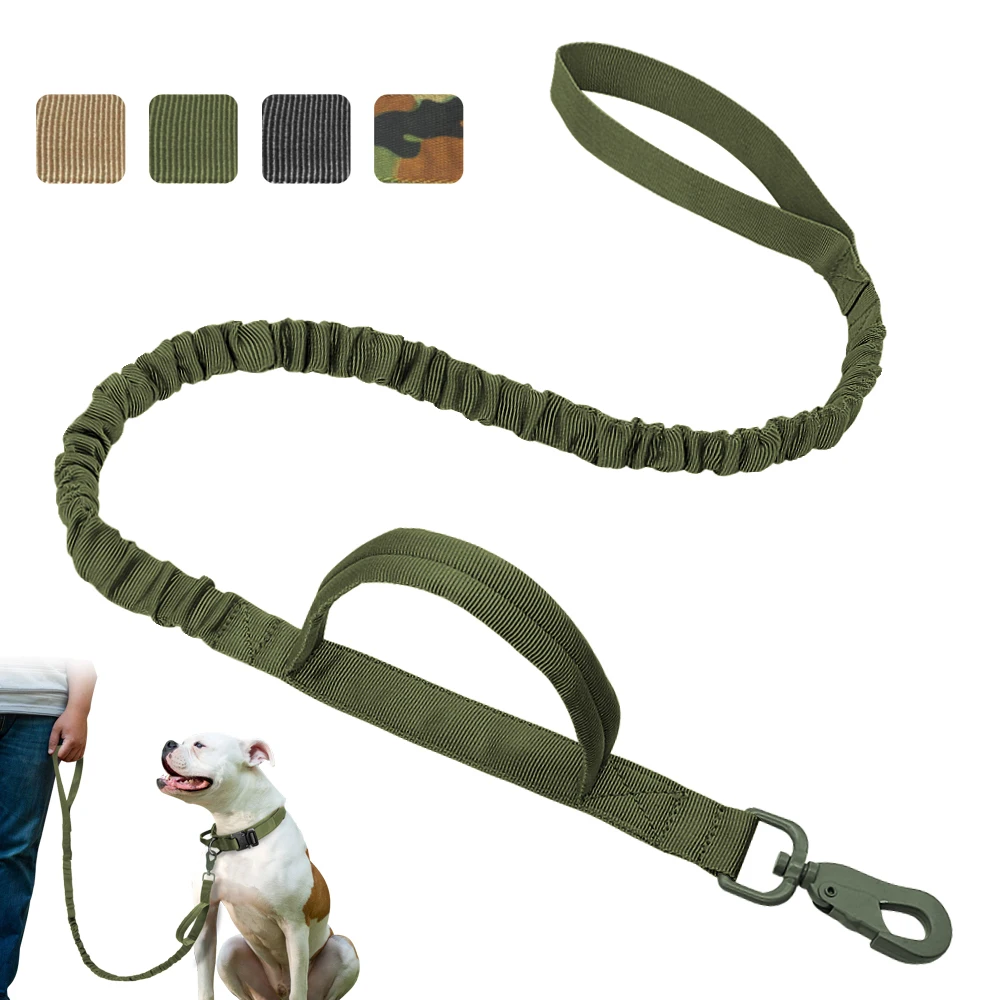 

Tactical Dog Leash Military Dog Training Leashes 2 Handle Pet Bungee Leash Elastic Pet Leads Rope for Medium Large Dogs