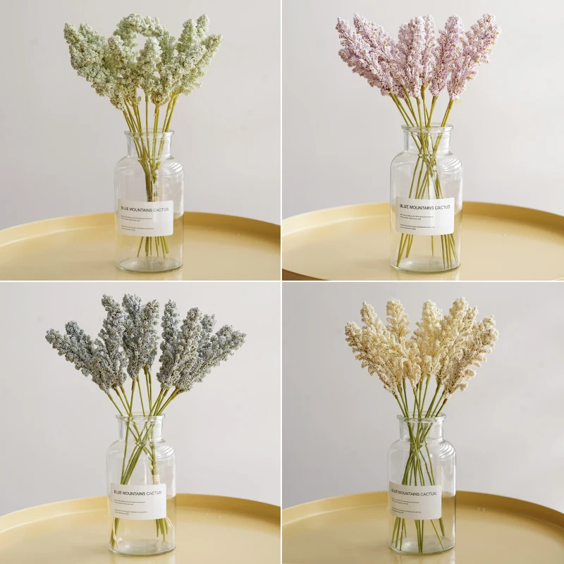 Thecookie 12pcsMini Artificial Cereal Flower Millet Spike Garden Millet Fake Wheat Spike Personality Home Decor Props Foam Lavender