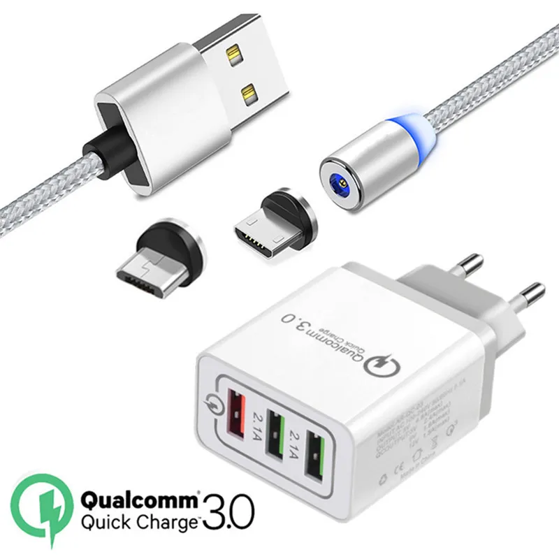 

Magnetic Micro USB Cable QC 3.0 USB Fast charger For Samsung Galaxy S7 A10 Nokia 6 5 4.2 2.2 Oppo A7x F11 vivo Z5x S1 cellphone