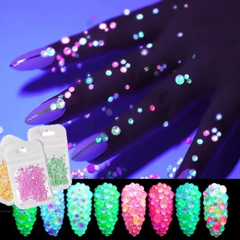 

1 Bag Luminous Crystal Mixed Size Nail Rhinestone Decorations 3D Glitter Diamond Jewelly Glow in the Dark Diamonds rhinestones