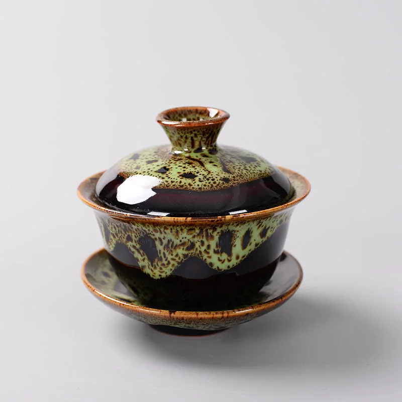 Китайский чайный набор Gaiwan рыба кунг фу чай в печи меняющий Gai wan многоцветная