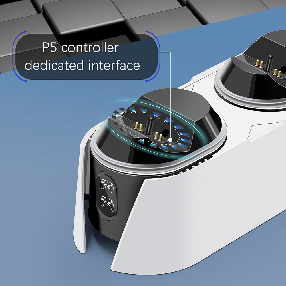 de carga para joystick de dualsense com luz de led para playstation gampad