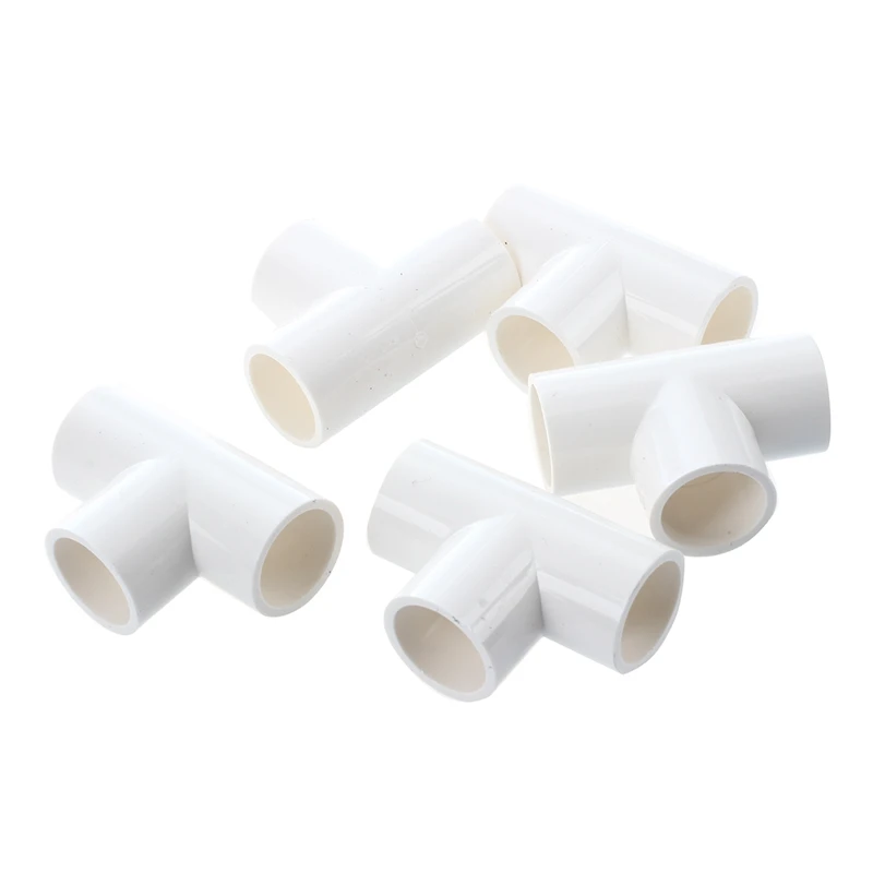 

ABUI- 20mm PVC Tee 3 Way Water Pipe Tube Adapter Connectors White 5 Pcs