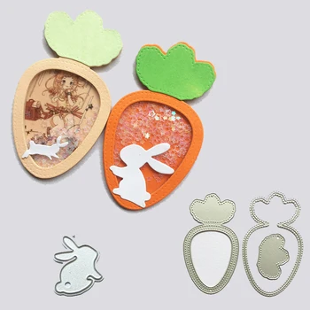 

Rabbits and Carrots Metal Cutting Dies Birthday Gifts for DIY Scrapbooking Album Paper Cards Decorative Craft Embossing Die Cut