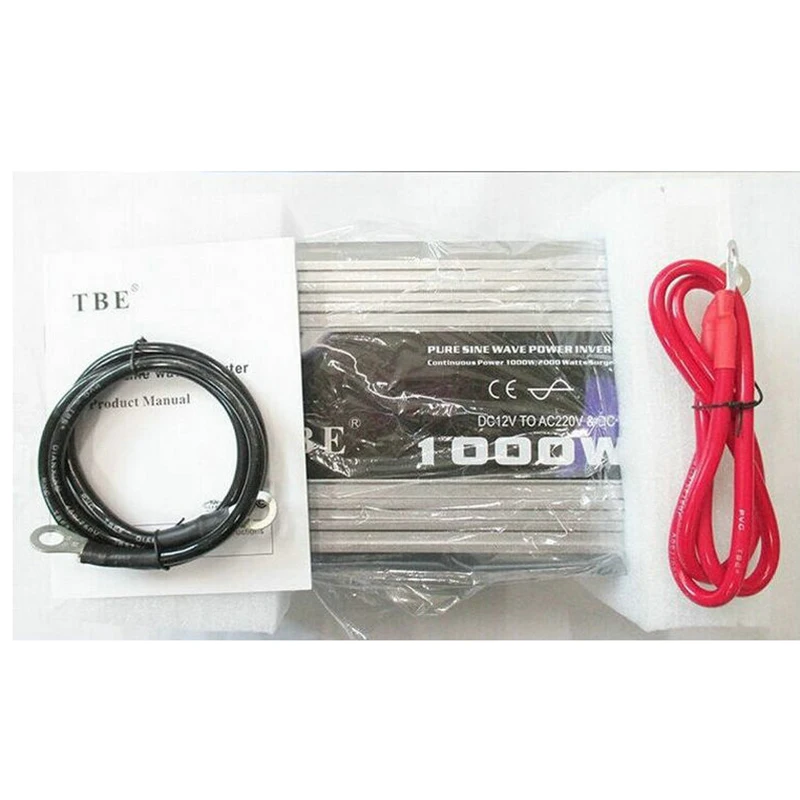 Высокая мощность TBE Авто Чистая синусоида Инвертор 1000 Вт 12 В 24 в 48 В переменного тока 110 В 220 В с адаптером шнура питания