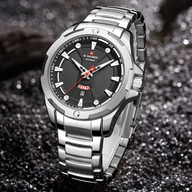Men’s Watches Top Luxury Brand NAVIFORCE Analog Watch Men Stainless Steel Waterproof Quartz Wristwatch Date Relogio Masculino Sadoun.com