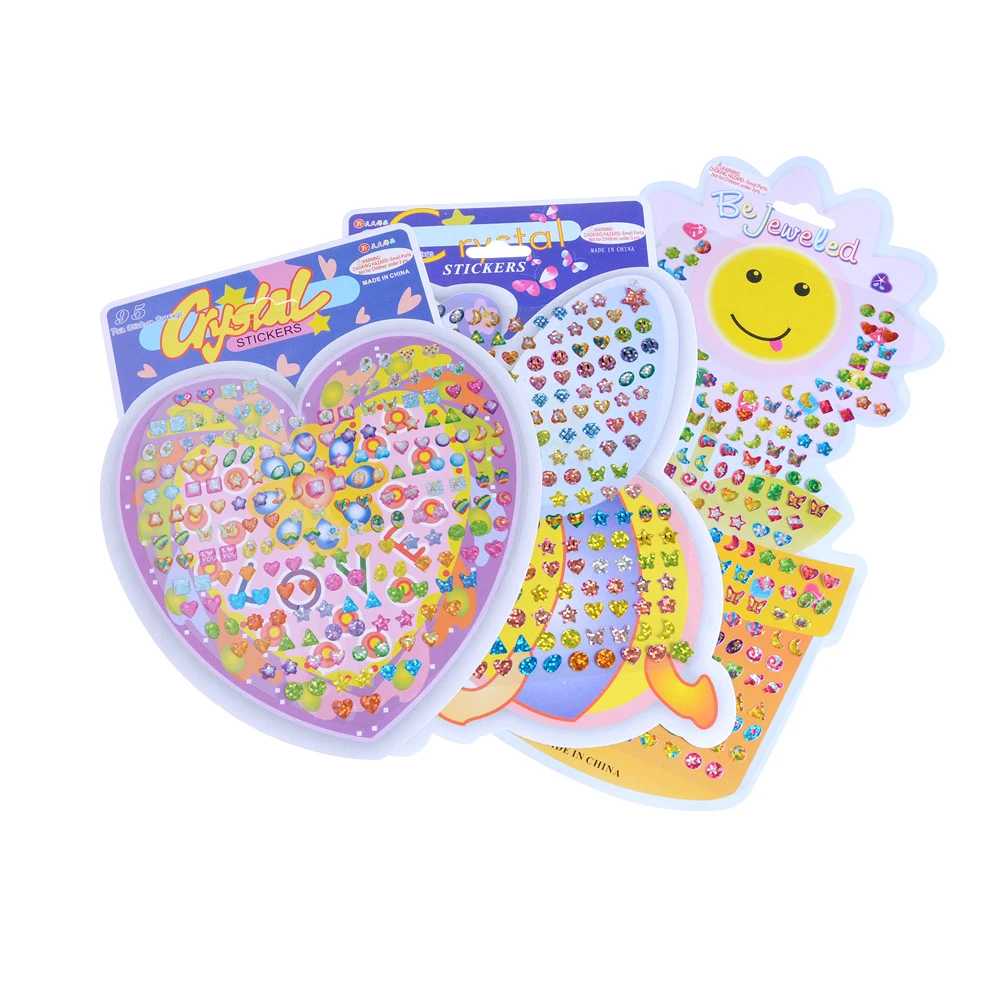 Wonderful Children Boy Girl Stickers Earring Cartoon Reward Crystal Stickers  ear Reward stick kindergarten face stickers 1Sheet