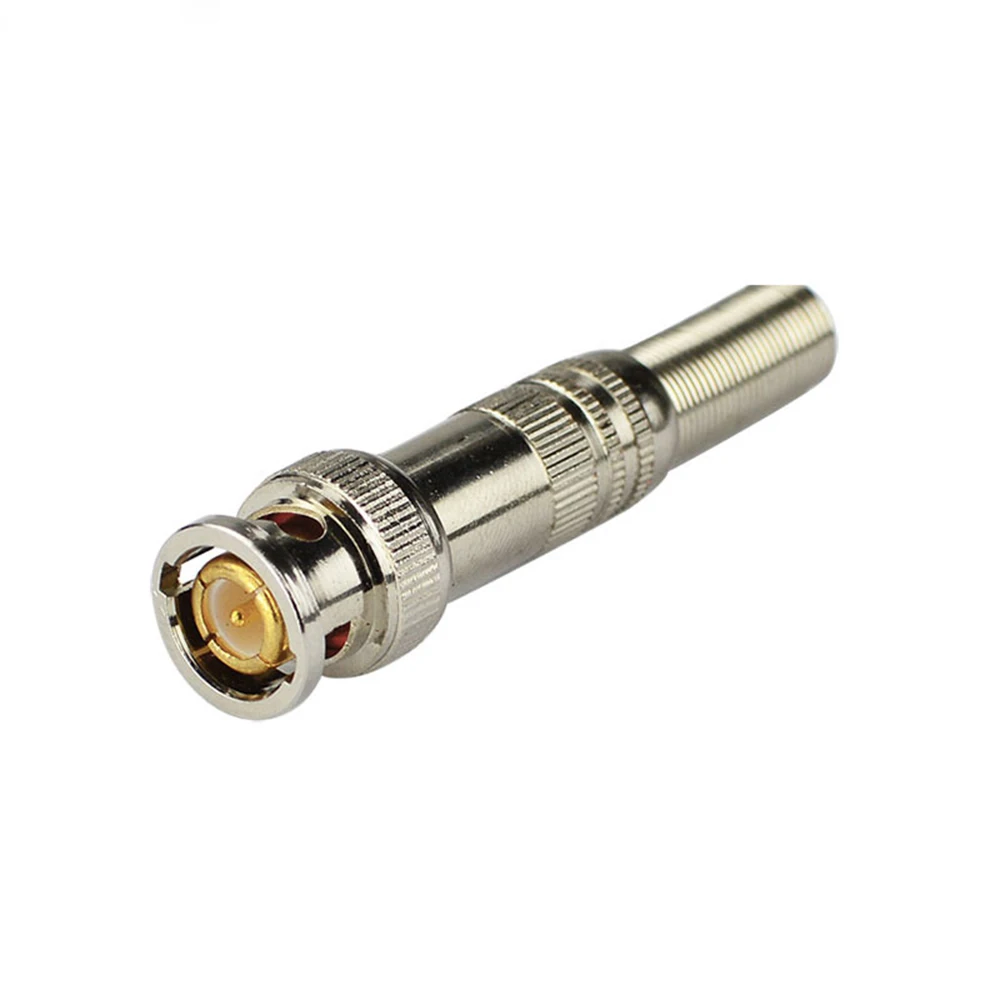 Conector BNC para sistema de vigilancia de cámara CCTV, sin soldadura, muelle de giro, Coaxial RG59, 10 Uds.