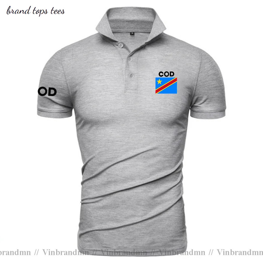 Dr Congo Polo Uomo Manica Corta Marche Bianche Stampate Per Il Paese 2021 Cotone Nation Cod Drc Doc Congo-Mea Congo