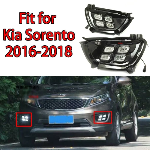 Best Price DWCX 1Pair 4-Eyes Fog Light Lamp LED DRL w/ Connector fit for Kia Sorento 2016 2017 2018
