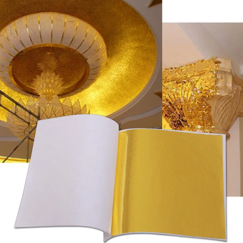 14*14cm 100Pcs Imitation Silver Gold Leaf Paper Gold Foil Sheets Gilding Copper Foil Papers Leaf Leaves Sheets DIY Craft Decor