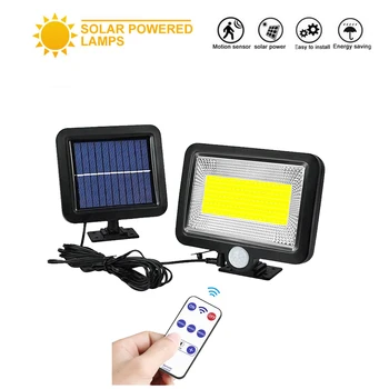 

100 LED solar LEDs Street Garden Security light Motion Sensor Light with Remote Control outdoor lighting lamp seperable 5M cable