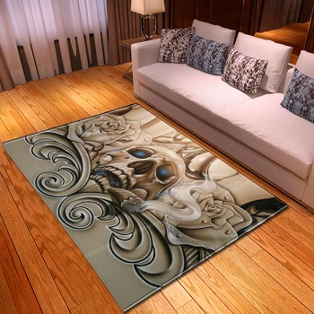 

Halloween Skulls Carpets Rug Party Decorative Horrified Mat Teens Boys Room Individuality Floormat Bedside Living Room Area Rugs