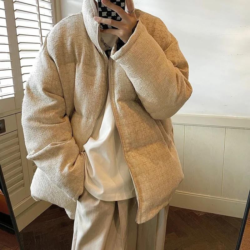 

2021 Winter Men's High-quality Fabric Cotton-padded Clothes Thicken In Warm Parkas Snow Jackets Stand Collar Coats Size M-XL