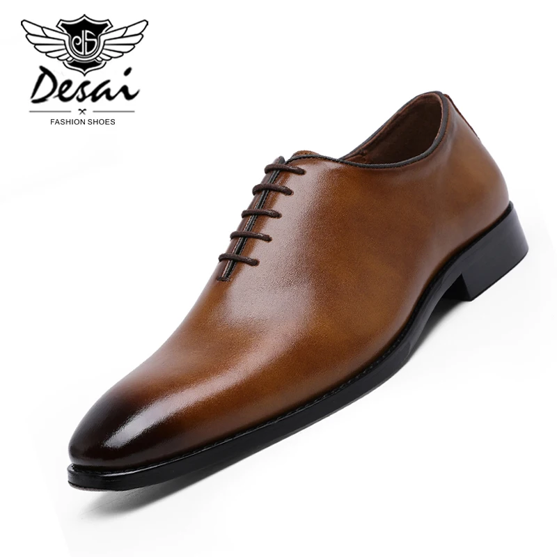 DESAI 828 новая распродажа Для мужчин обувь Высокое качество воловья кожа пены памяти средства ухода за кожей Шеи шить подошвы Обувь в деловом стиле Для мужчин на шнуровке; кожаные туфли