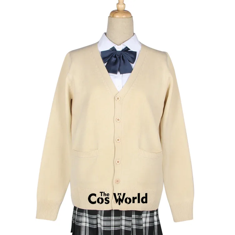 XS-XXL весна осень женский длинный рукав вязаный кардиган с v-образным вырезом свитер Верхняя одежда куртка пальто для JK школьная форма Студенческая одежда - Цвет: Apricot