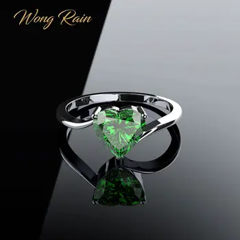 

Wong Rain 100% 925 Sterling Silver Heart Created Moissanite Gemstone Birthstone Wedding Engagement Ring Fine Jewelry Wholesale