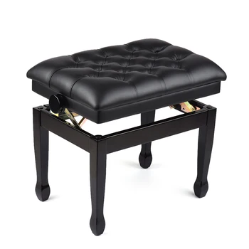 

HY-PJ006 Deluxe Wooden Piano Bench Stool Comfortable Soft Cushion Padded Adjustable Height Black