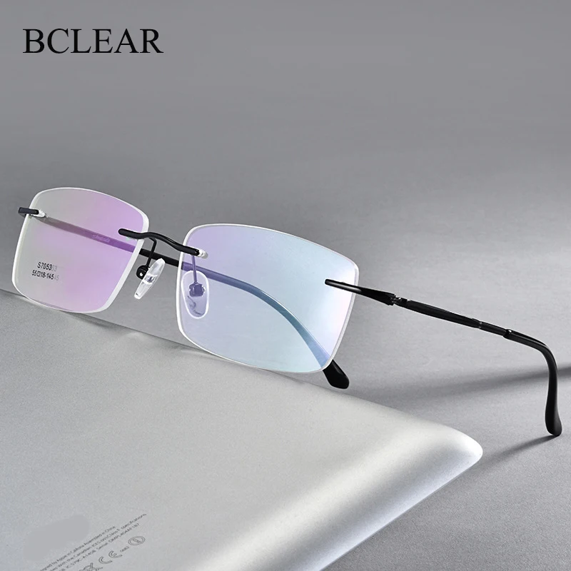 

BCLEAR Alloy Frame Glasses Rimless Frame Men Business Style Nearsighted Spectacles and Optical Eye Glasses New Arrival