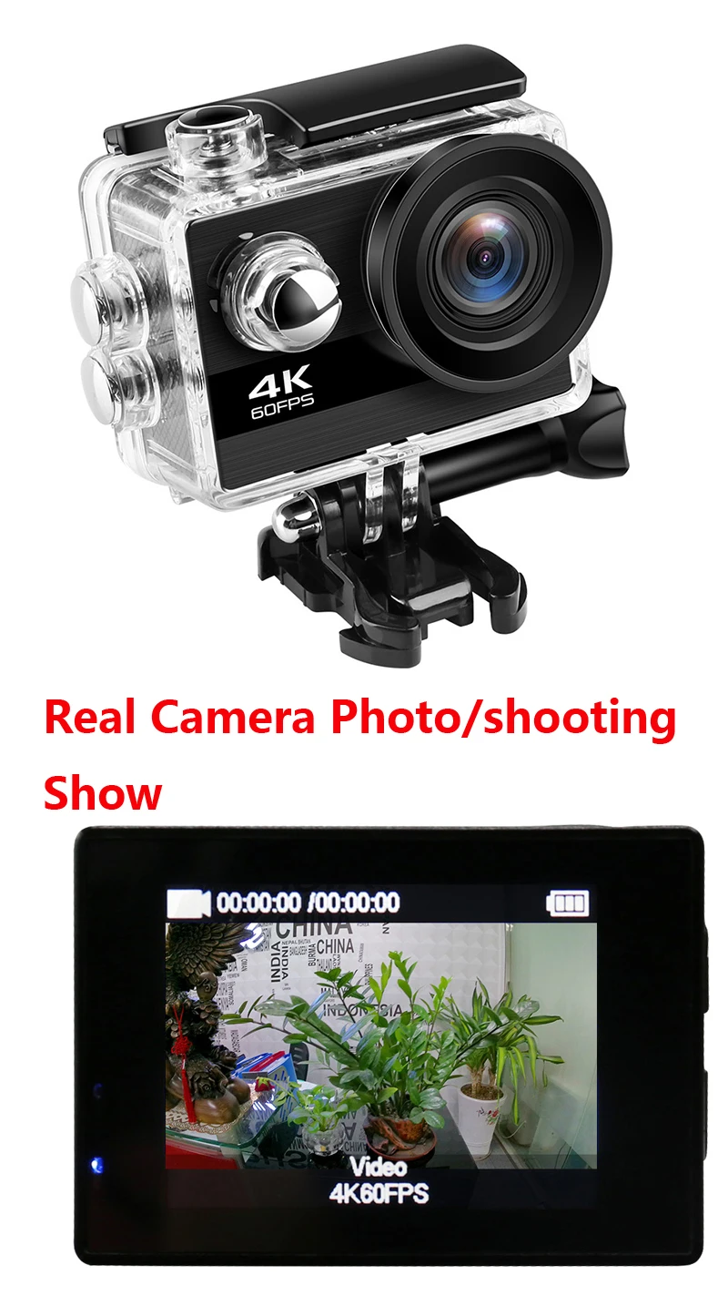24MP Wifi Action Camera Ultra HD 4K 60fps 2.0'' IPS Screen Sport Camera Go Waterproof Pro Sports DV