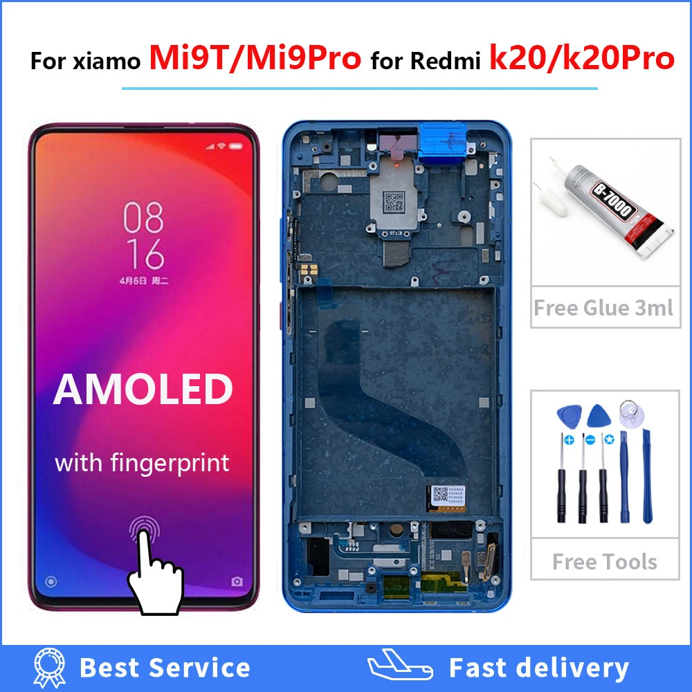 ЖК дисплей 6 39 дюймов Super Amoled Mi9t Pro для Redmi K20 рамка сенсорный экран дигитайзер Xiaomi 9T
