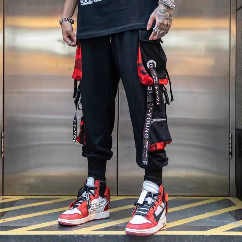 Pantalon Cargo Hommes Harajuku Mode Japonaise Jogging Militaire Course  Streetwear Homme Sports Suit Pantalon de Survêtement Hip Hop Punk