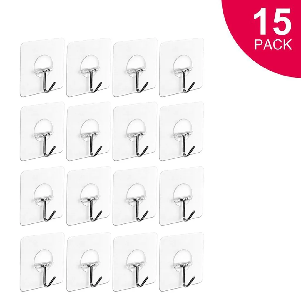 16pcs Removable Bathroom Kitchen Wall Strong Suction Cup Hook Hangers Vacuum Sucker Transparent Cup Sucker Wall Hooks Hanger - Цвет: Золотой