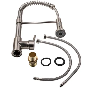 

1 set of steel and Brass Kitchen Sink Mixer Tap Spray Faucet Swivel Spout hot and cold