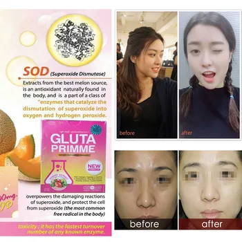 

New folmula Gluta prime AURA glutathione& SOD extract Whitening skin anti-aging reduce dullness reveal your most radiant skin 60