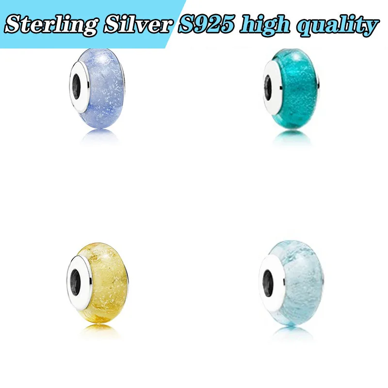 

High quality 100% Glass Bead Sterling Silver S925 suitable for bracelet necklace accessories charm DIY jewelry gift