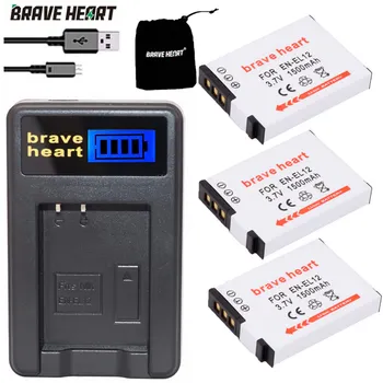 

2pcs EN-EL12 ENEL12 EN EL12 Battery + LCD USB Charger for Nikon COOLPIX S630 S610 S640 S1000 S1200pj S31 S6000 S6100 AW120s P340