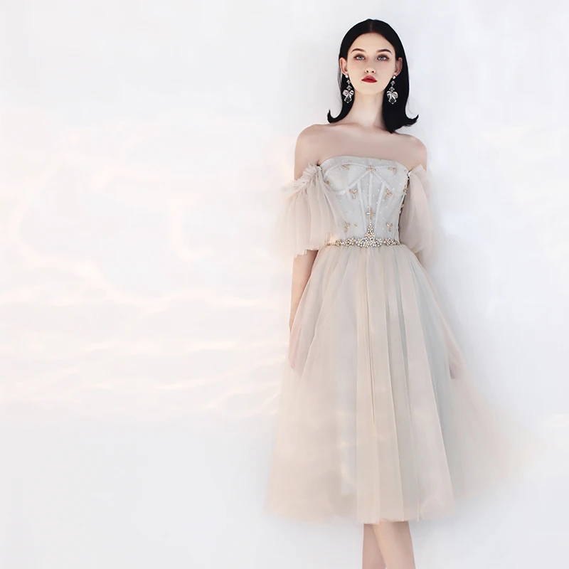 Элегантный для выпускного вечера платья Vestido de Festa сексуальный халат de mariee халат для причастия девушки халат бисер осень короткое для вечеринки