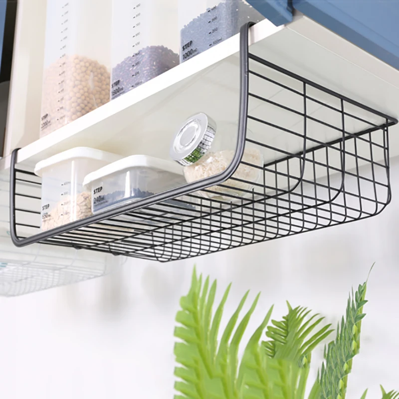 

Kitchen Storage Basket Rack Clothes Book Ipad Storage Organizer Shelf Holder Under Cabinet kithchen Tools Organizer Container