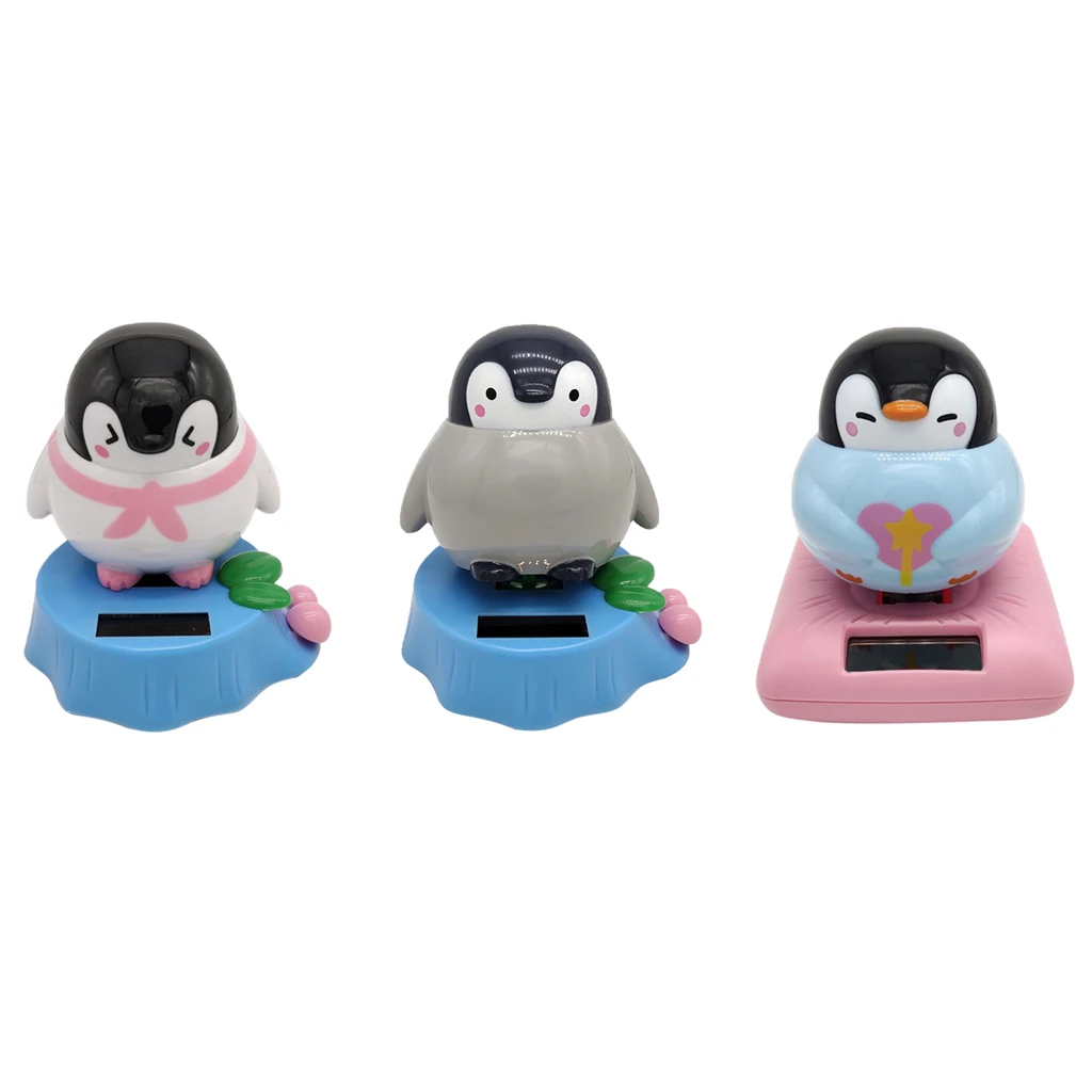3pcs Cartoon Solar Powered Dancing Swing Figure Penguin Model Toy Dashboard Car Desk Decoration