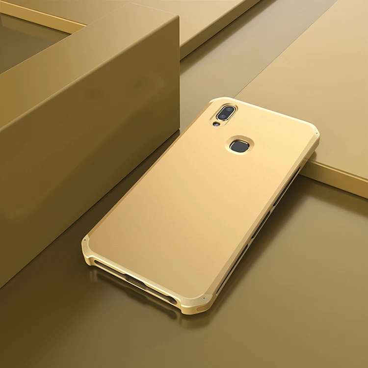 Gold Gold Side Текстурированная антиосенняя Металлическая Рамка Пластиковая Задняя пластина для VIVO V9 Z1 Y85 алюминиевый сплав бампер чехол для VIVO Y85 чехол с подарком - Цвет: Gold Gold Side