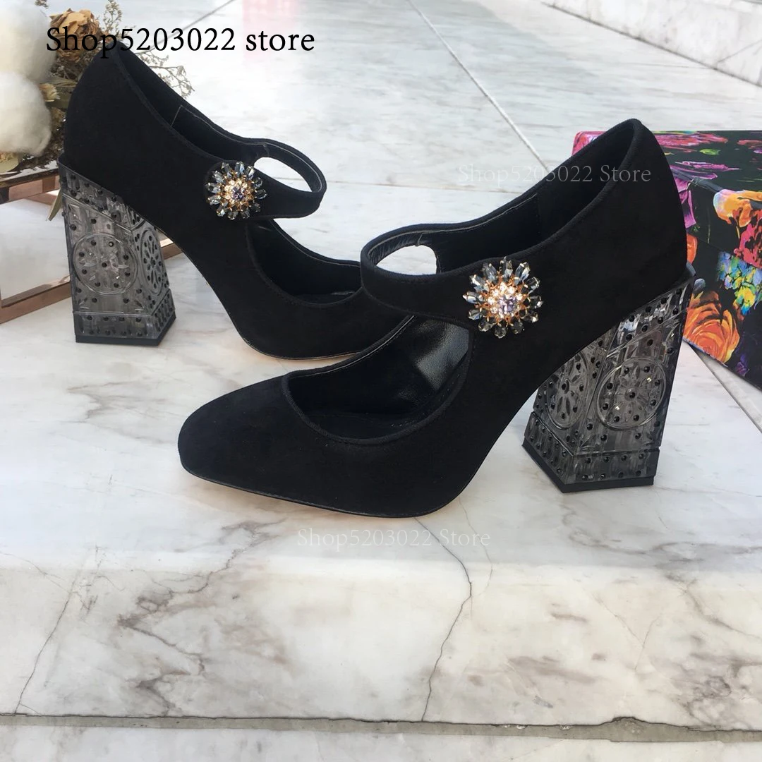 

New Fashionable women shoe 10 cm for heel Brand Shoes Thick Heel Ladies Pumps Patent Real Leather Pointed Toe Square Heels Party