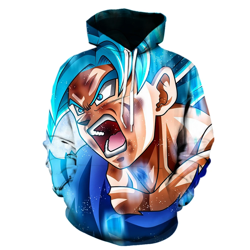Новые толстовки с аниме принтом свитшоты капюшоном супер карманами Goku пуловеры