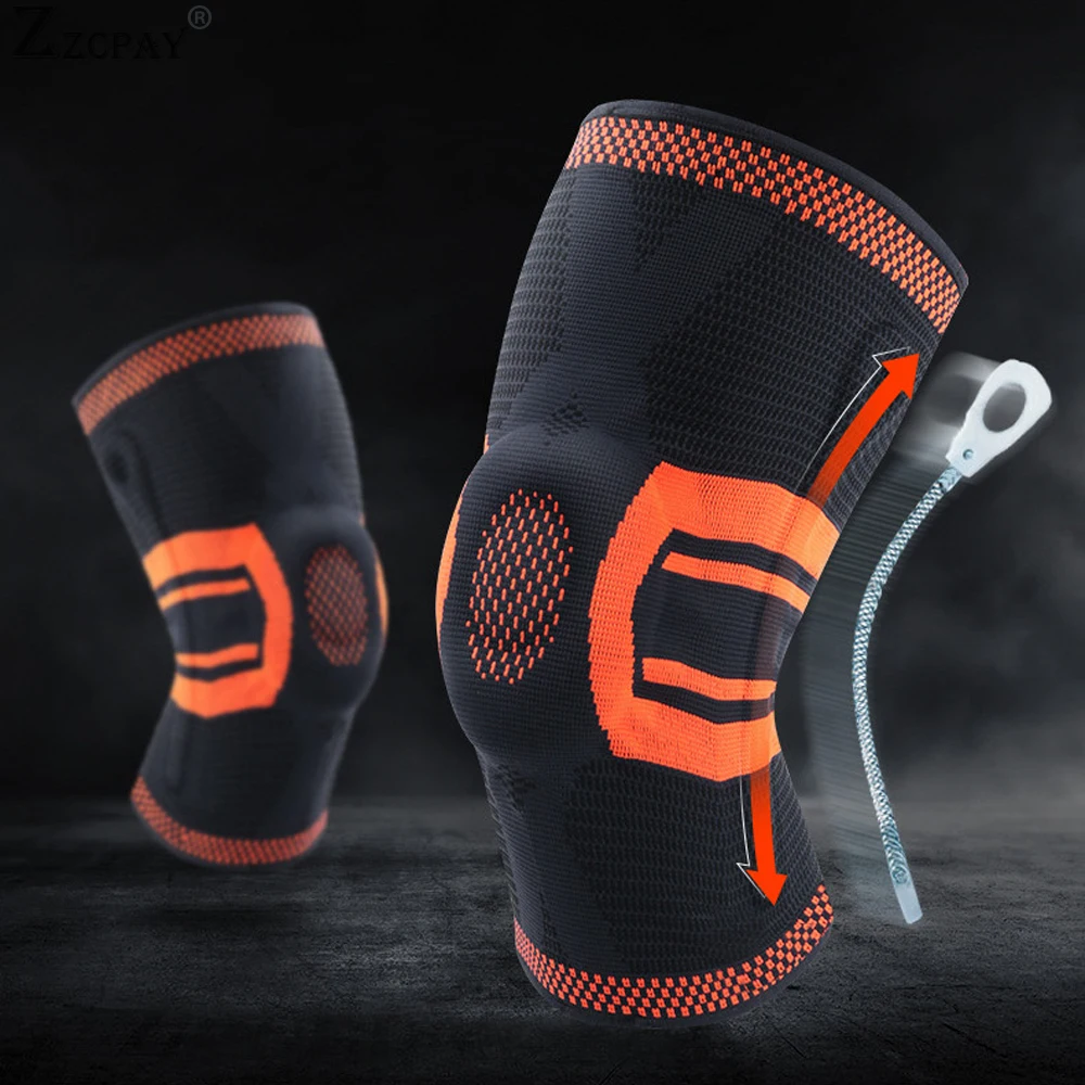 

1PCS Basketball Running Compression Knee Sleeve Support Sports Kneepads Knee Patella Protector Brace Silicone Spring Knee Pads