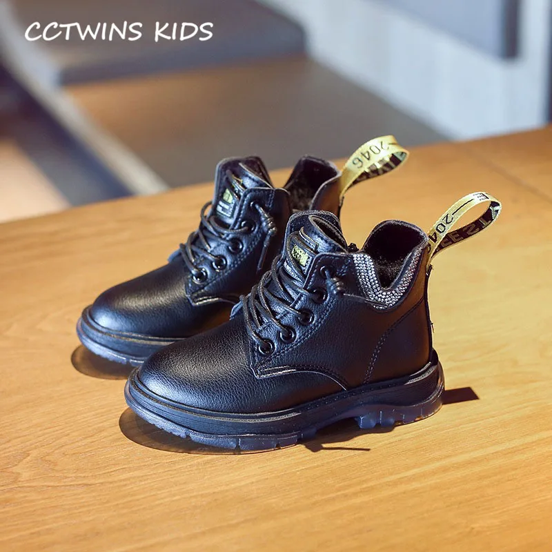 CCTWINS/детская обувь; коллекция года; зимняя детская обувь из искусственной кожи; брендовые короткие ботинки для маленьких девочек; Модные Ботинки martin для мальчиков; Цвет Черный; MB178 - Цвет: Thick Black