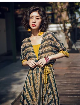 

2020 Vadim Maxi Dress Vestidos Mujer Free Shipping New Summer Collection With Lace-up Print Irregular Dress Two-piece Travel