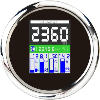 

New 5 in 1 Multi-functional Gauge Meter Digital Tachometer With Fuel Level Water Temp 0~10Bar Oil Pressure Alarm Meter 12V/24V