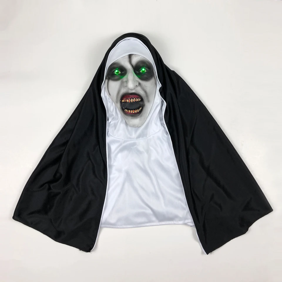 Horror Het Nonnenmasker Cosplay Enge Bloedige Demon Ghost Face Latex Maskers Met Hoofddoek Halloween Feestkostuum Rekwisieten Deluxe  200000532