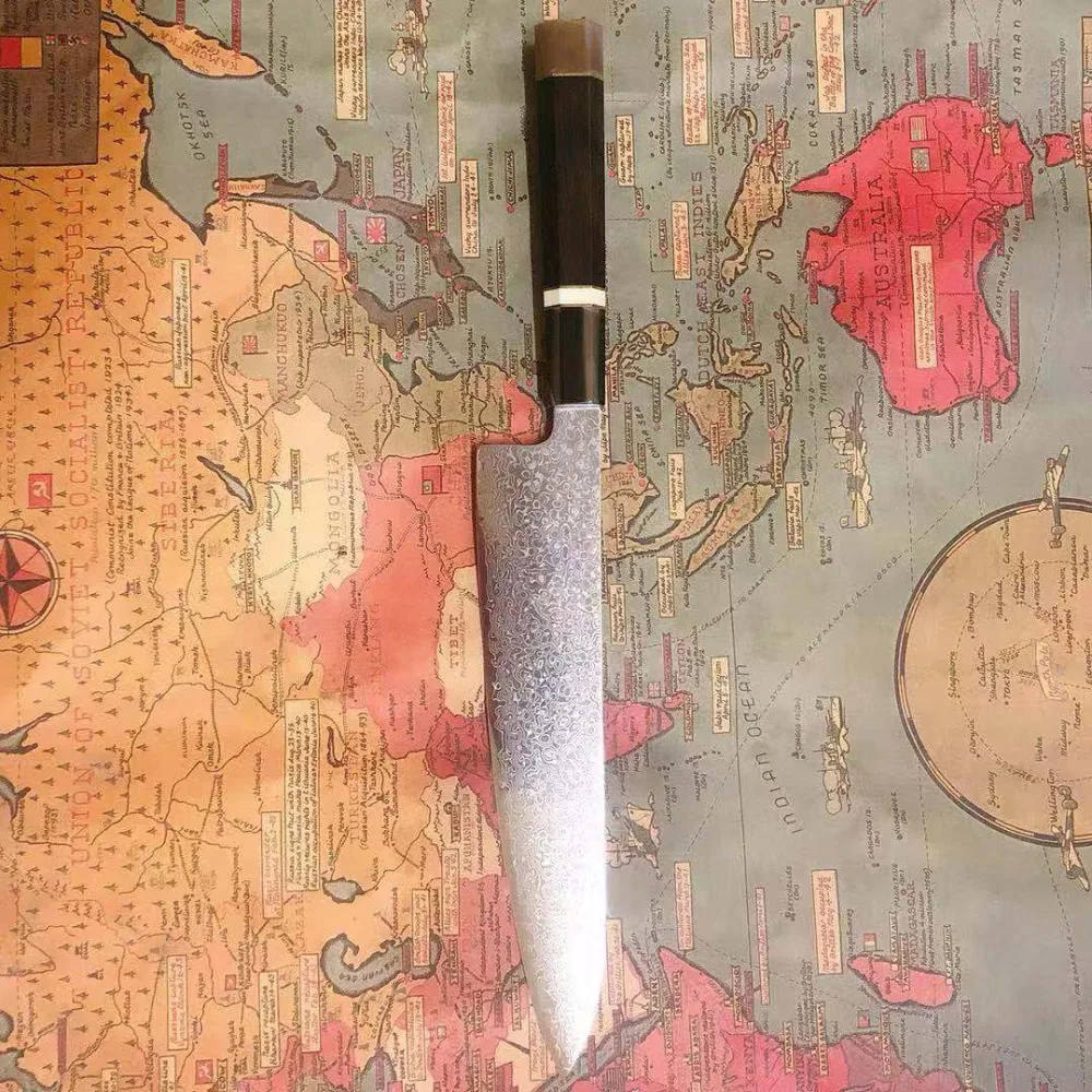 8,5 дюймов VG10 дамасский стальной нож шеф-повара с черной ручкой, нож Gyuto из нержавеющей стали, кухонные ножи, инструменты для приготовления пищи с оболочкой
