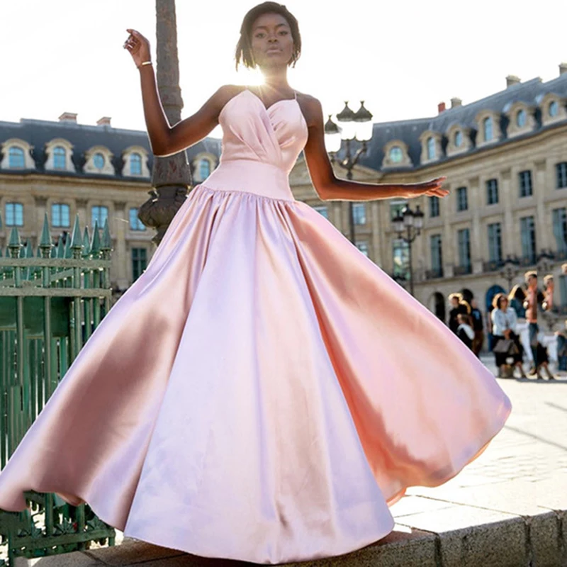 

SoDigne Elegant Simple Prom Dresses 2020 Sexy V Neck Backless Long Satin Formal Evening Dress Celebrity Dress robe dubai soiree