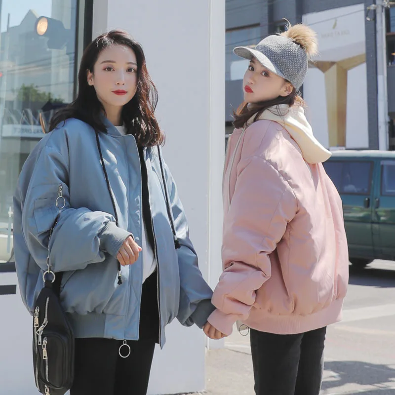 

Reversible Cotton-padded Clothes Women's 2018ins Winter New Style Korean-style Loose-Fit Students Short CHIC Cotton Coat Thick C