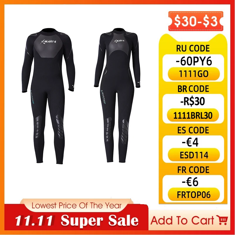 Men Women Wetsuit Full Body 3mm Neoprene Adult Wetsuit Surfing Swimming