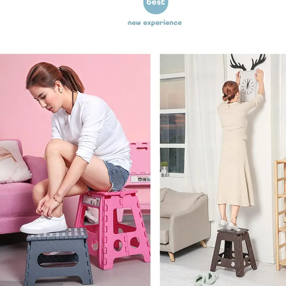 High Folding Step Stool Lightweight Plastic Non Slip for Kitchen Bathroom Bedroom LG66