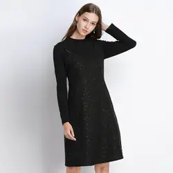2019New модное осеннее женское платье в клетку размера плюс с пайетками из двух частей шерстяное платье vestidos с круглым вырезом на молнии с