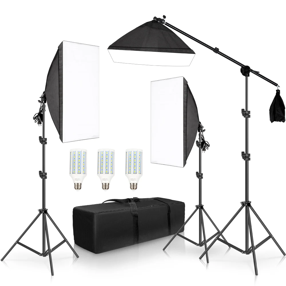  Professional Photo Studio Softbox Lights Continuous Lighting Kit Accessories Equipment With 3Pcs So - 4000050892344