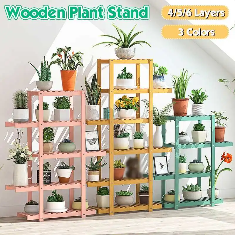 

Multi Tier Flower Plant Stand Rack Flower Holder Wood Shelves Balcony Flower Pot Rack Garden Bonsai Display Storage Shelf